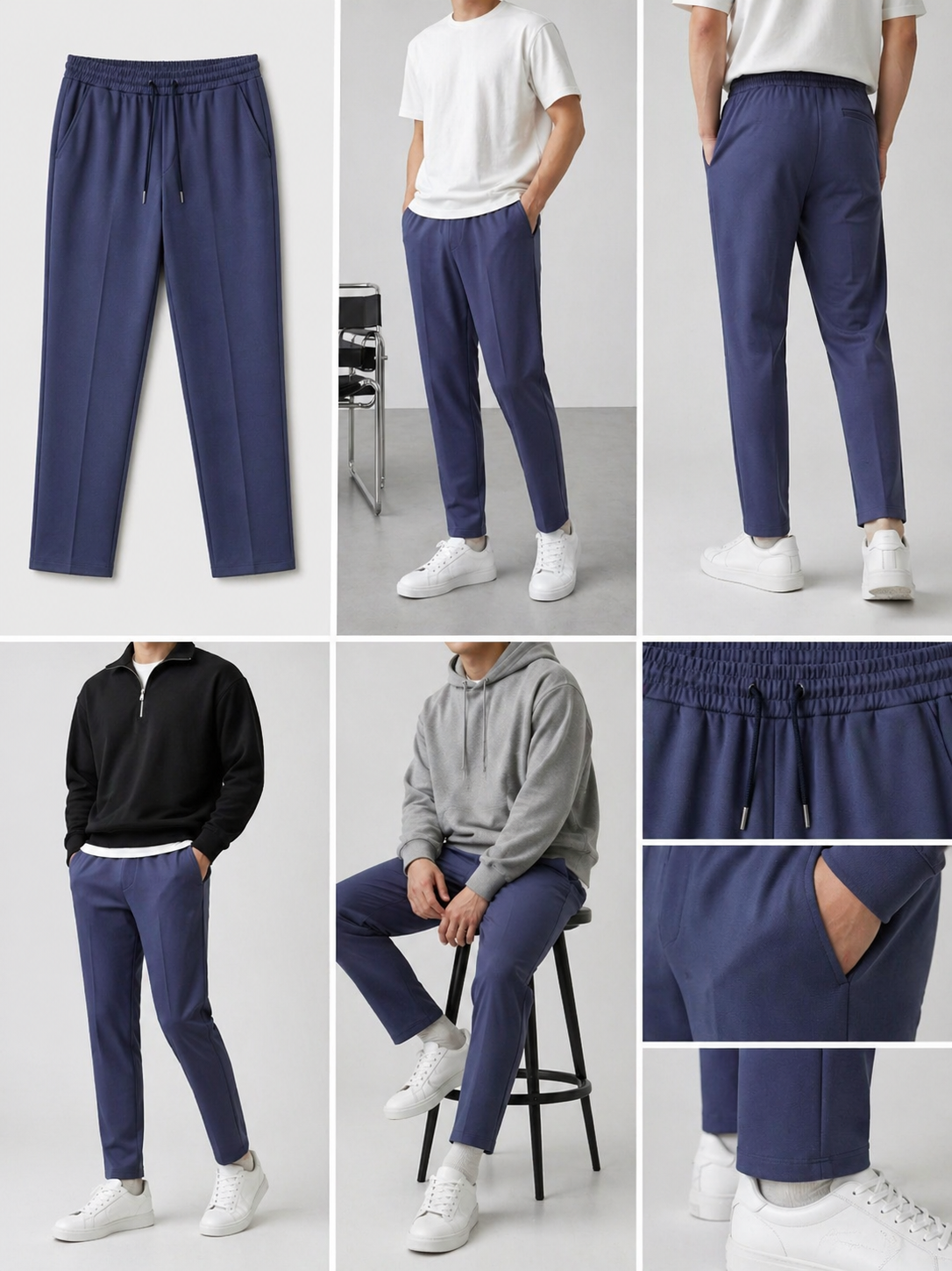Relaxed Straight Baggy Loose Bottom Trouser in Blue - Image 3
