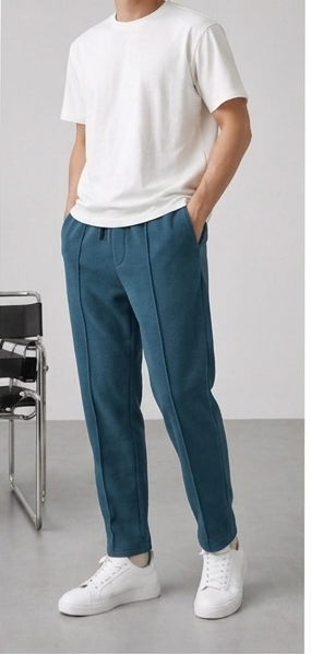 Relaxed Straight Baggy Loose Bottom Trouser in Blue