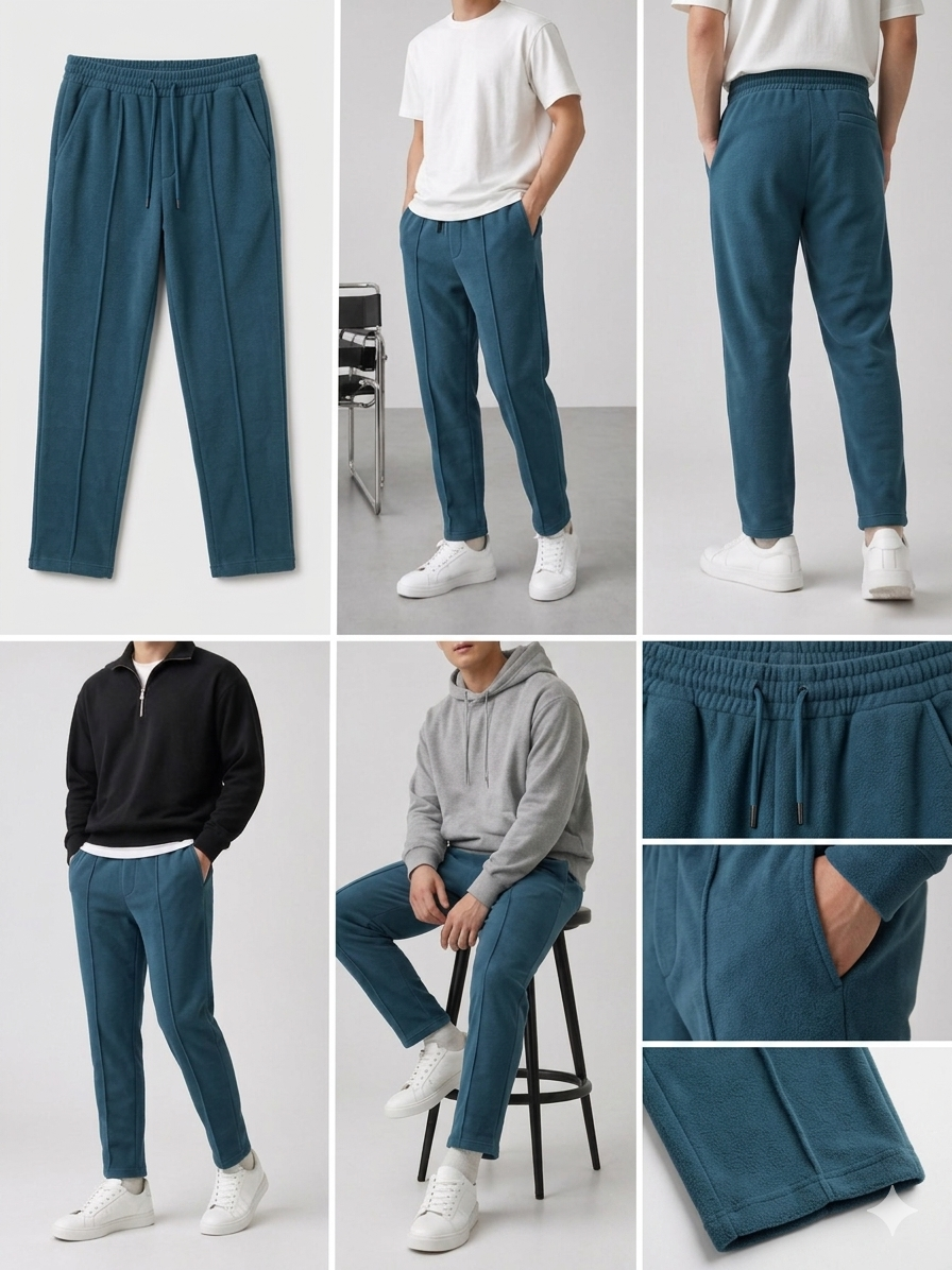 Relaxed Straight Baggy Loose Bottom Trouser in Green - Image 2