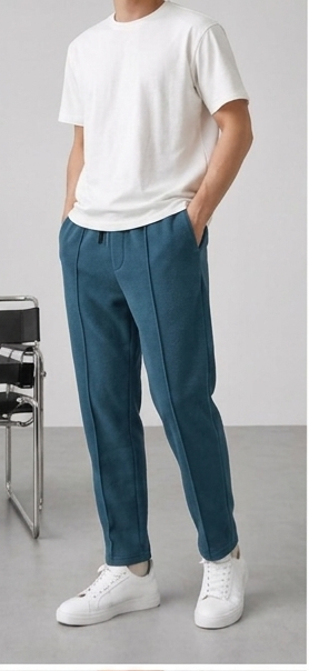 Relaxed Straight Baggy Loose Bottom Trouser in Green